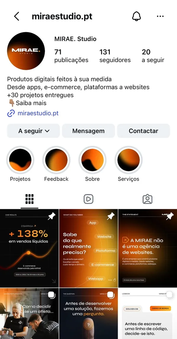 Perfil de Instagram de MIRAE Studio